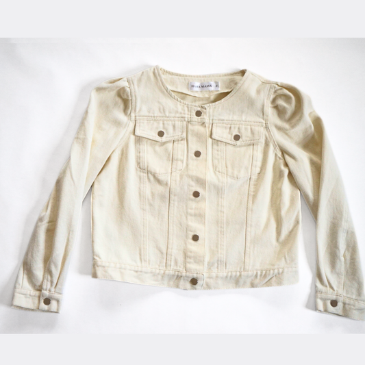 Ivory Cropped Denim Jacket - Women