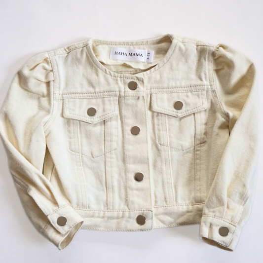 Ivory Cropped Denim Jacket - Child