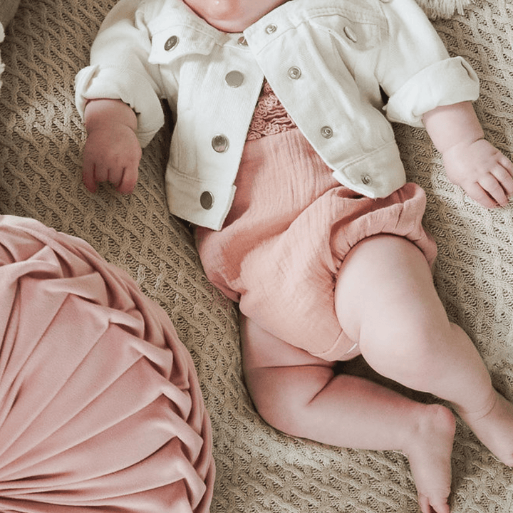 Ivory Cropped Denim Jacket - Infant - HAHA MAMA Clothing