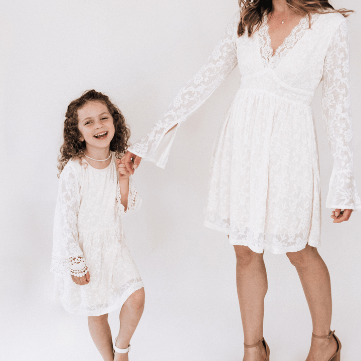 Ivory Lace Mommy & Me Dresses - HAHA MAMA Clothing