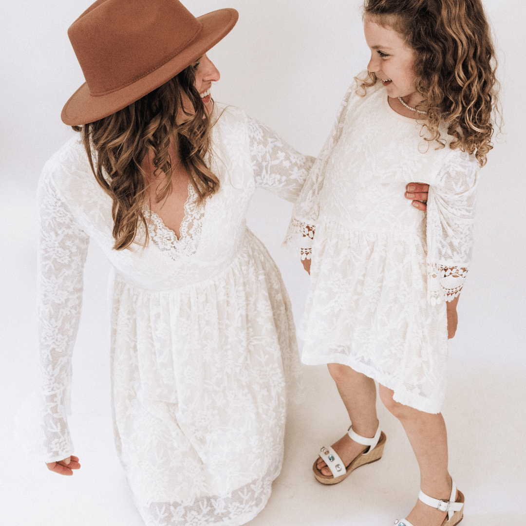 Ivory Lace Matching Mommy & Me Dress, Matching Dresses, Family Photo Outfits, Outfit Ideas, Mom and Daughter, Mom and Infant, Mom and Child, Mother's Ivory Lace Matching Mommy & Me Dress, Matching Dresses, Family Photo Outfits, Outfit Ideas, Mom and Daughter, Mom and Infant, Mom and Child, Mother's