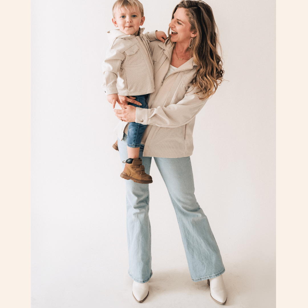 Textured Khaki Jacket - Mom & Son - HAHA MAMA Clothing