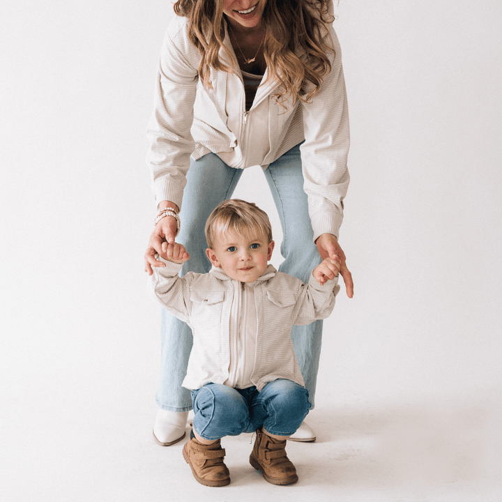 Textured Khaki Jacket - Mom & Son - HAHA MAMA Clothing