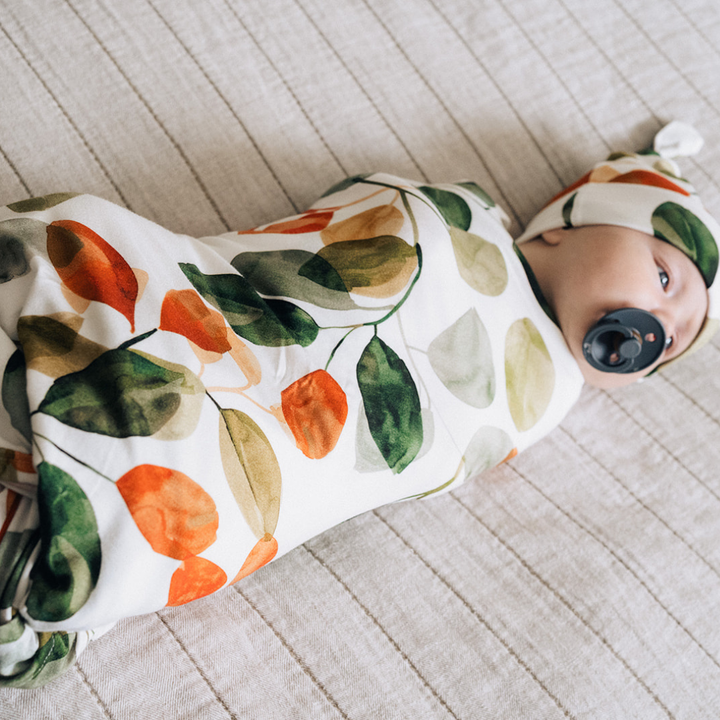 Olive Green Maternity Delivery Gown & Leafy Swaddle
