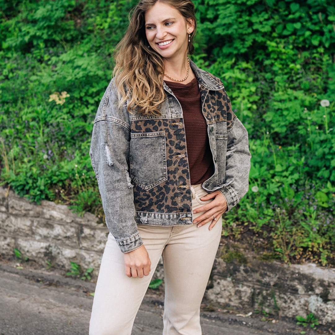 Leopard Denim Jacket