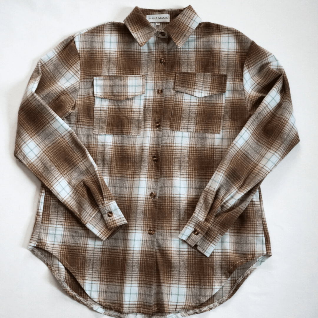 Lightweight Brown Flannel - Adult & Son - HAHA MAMA Clothing