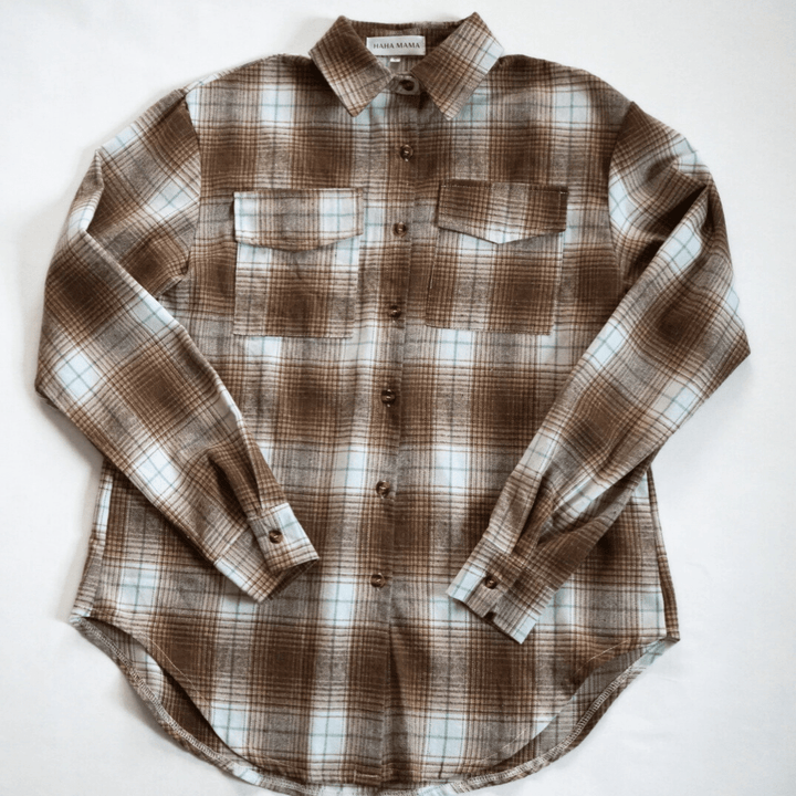 Lightweight Brown Flannel - Adult & Son - HAHA MAMA Clothing