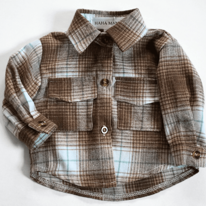 Lightweight Brown Flannel - Adult & Son - HAHA MAMA Clothing