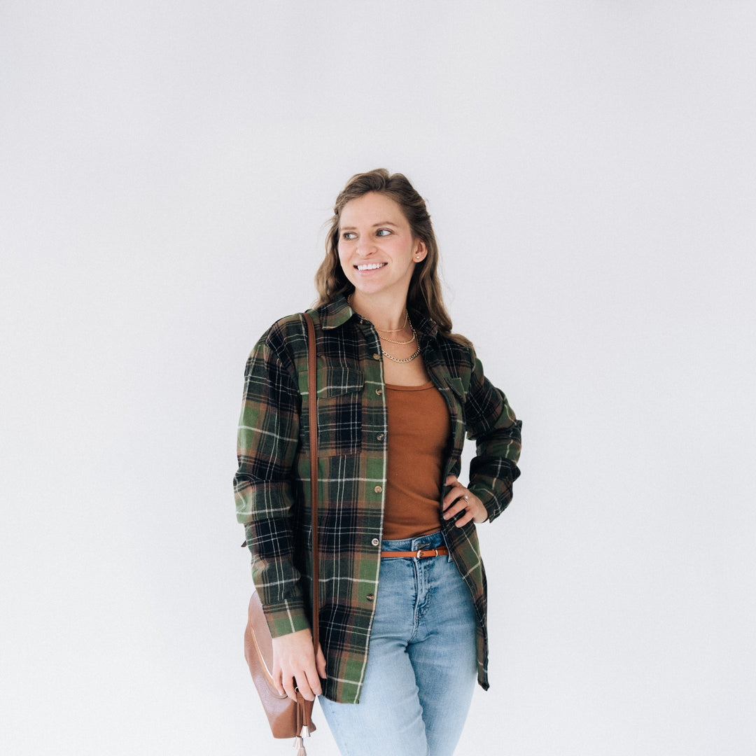 Lightweight Green Flannel - Adult - HAHA MAMA Clothing