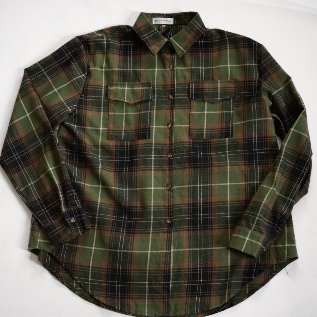 Lightweight Green Flannel - Adult - HAHA MAMA Clothing