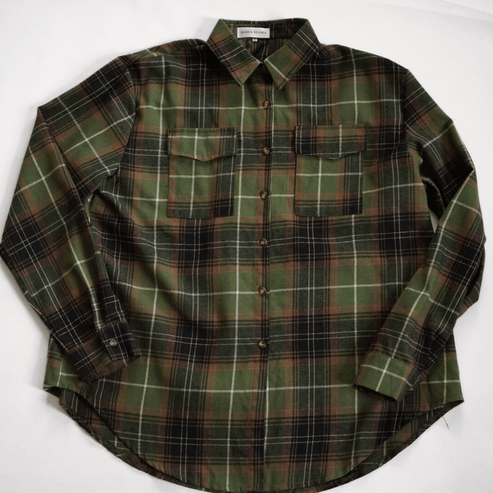 Lightweight Green Flannel - Adult - HAHA MAMA Clothing