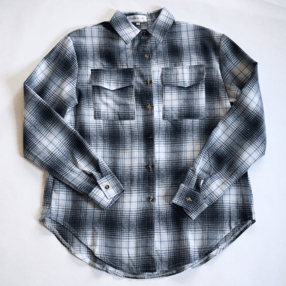 Lightweight Navy Flannel - Adult - HAHA MAMA Clothing