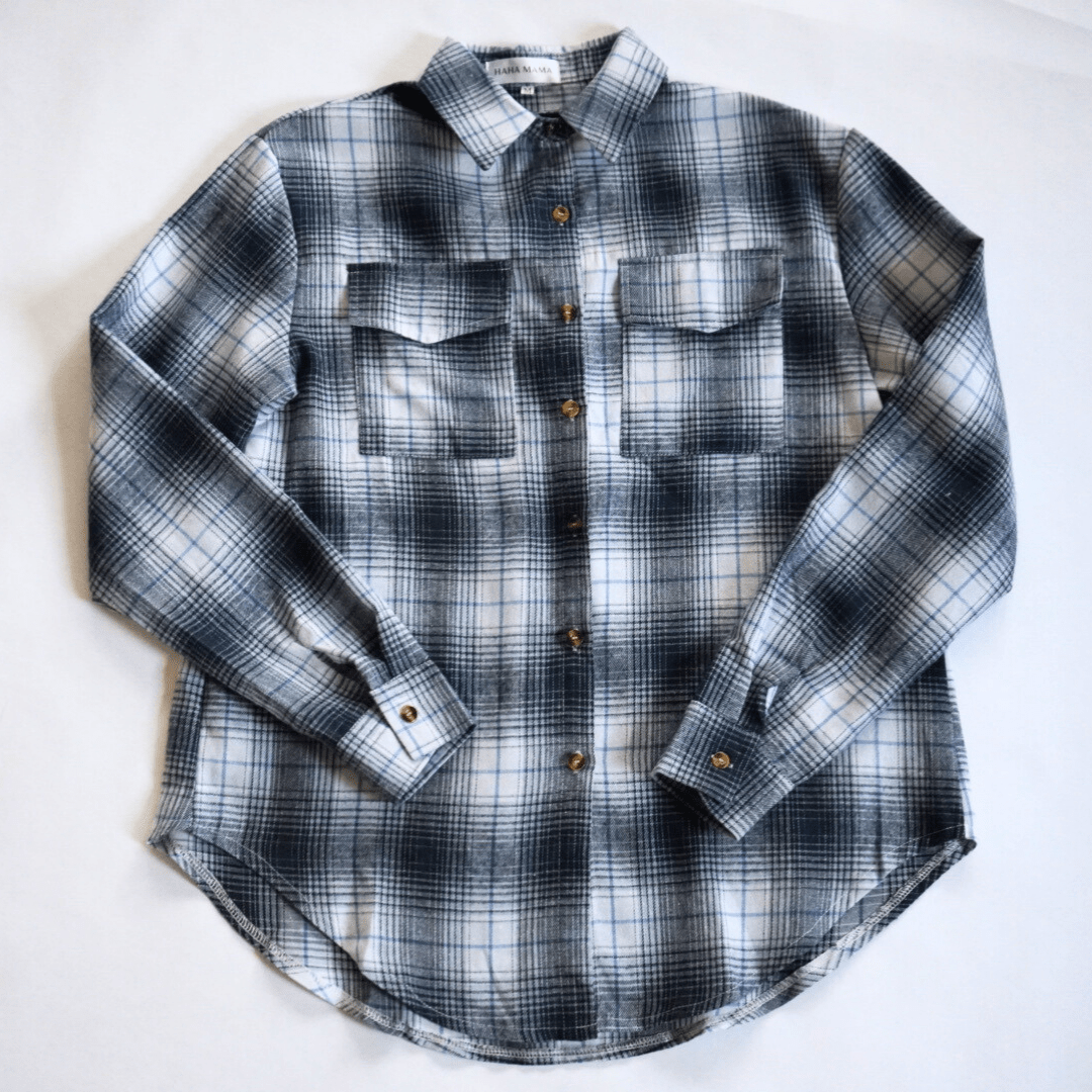 Lightweight Navy Flannel - Adult - HAHA MAMA Clothing