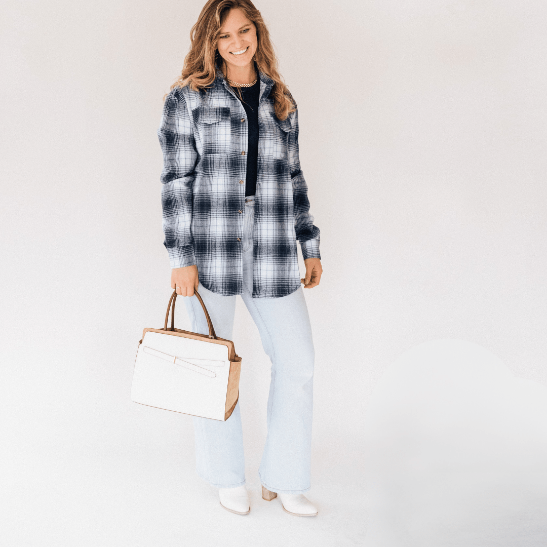 Lightweight Navy Flannel - Adult - HAHA MAMA Clothing