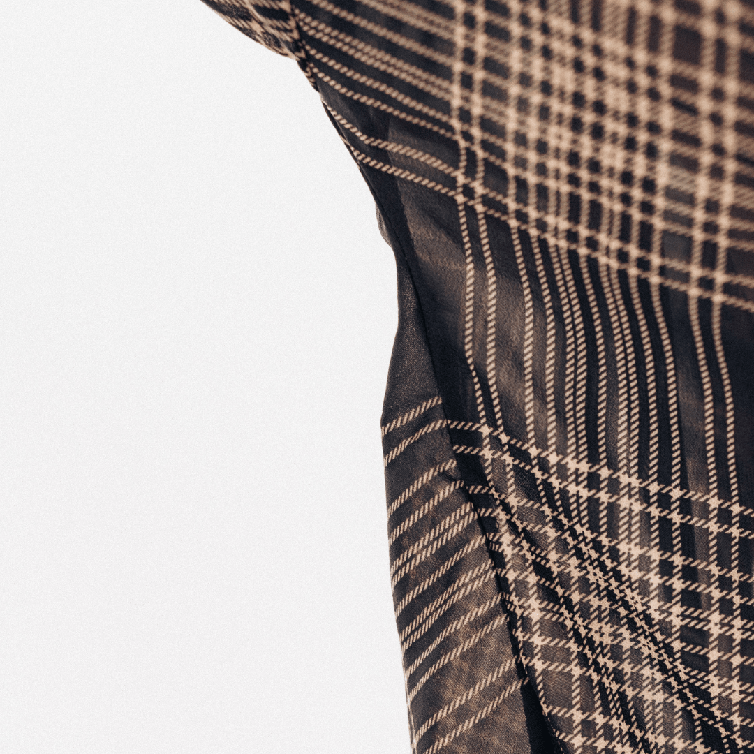 Black Plaid Ice Silk Shirt - Women - HAHA MAMA Clothing