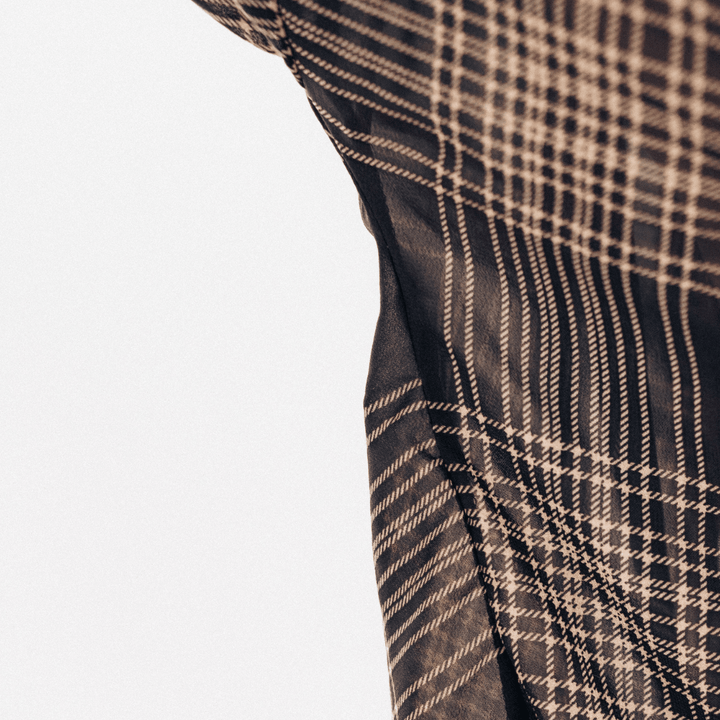 Black Plaid Ice Silk Shirt - Women - HAHA MAMA Clothing