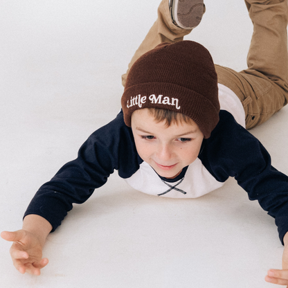 Matching Knit Hats- Little Man- Dark Brown