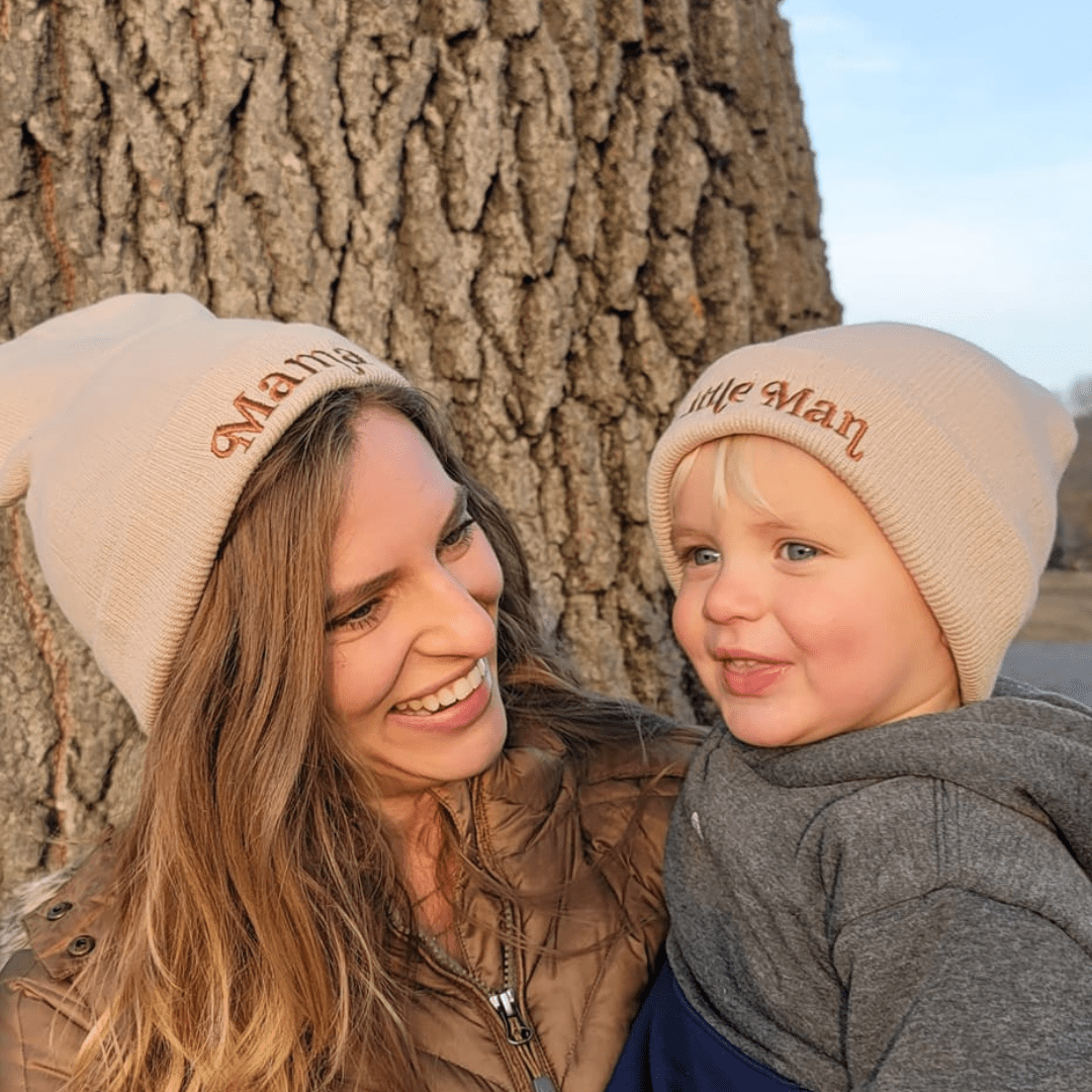 Matching Mommy & Me Beanies - Light Beige - HAHA MAMA Clothing