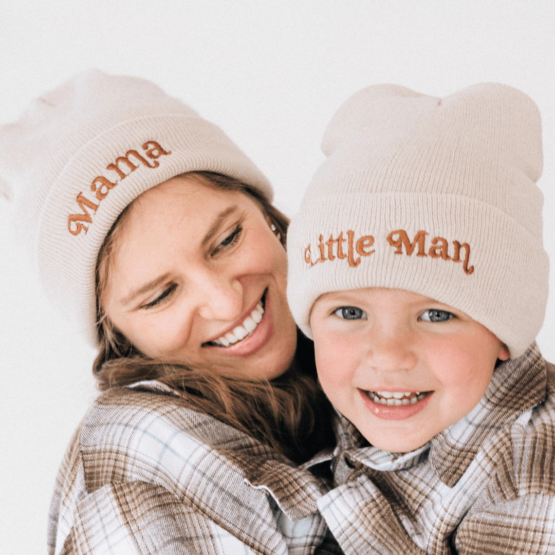 Matching Mommy & Me Beanies - Light Beige - HAHA MAMA Clothing