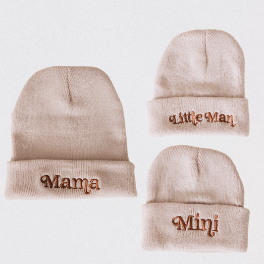 Matching Mommy & Me Beanies- Light Beige