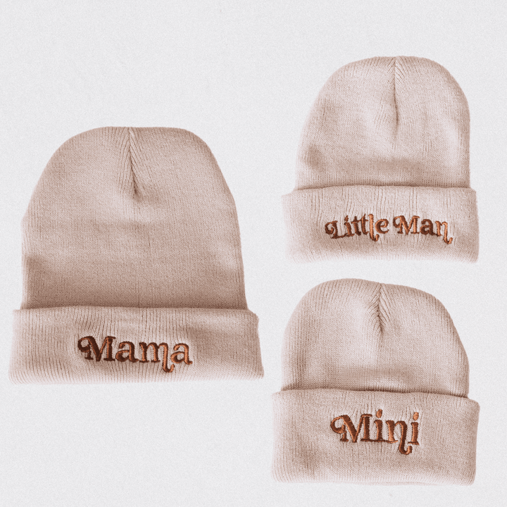 Matching Mommy & Me Beanies - Light Beige - HAHA MAMA Clothing