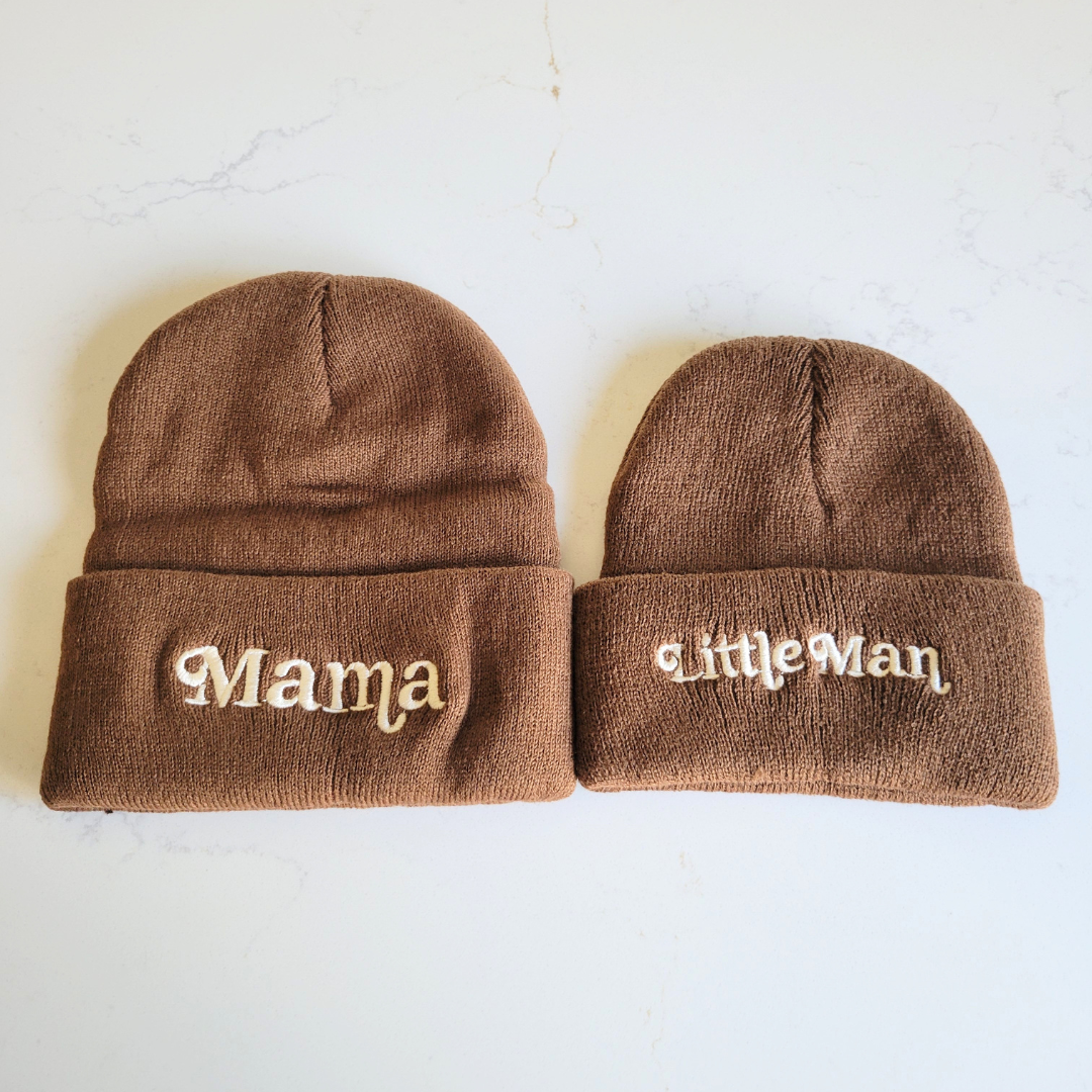 Matching Mommy & Me Beanies- Dark Brown