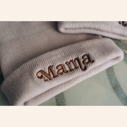 Matching Knit Hats- Mama- Beige