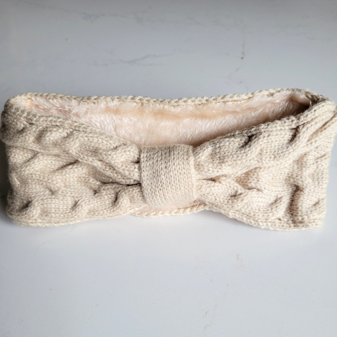 Matching Mommy & Me Ear Warmer Headbands- Beige