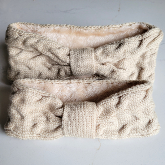 Matching Mommy & Me Ear Warmer Headbands- Beige