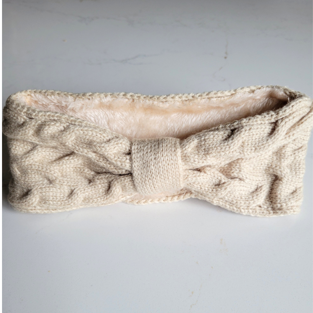 Matching Mommy & Me Ear Warmer Headbands- Beige