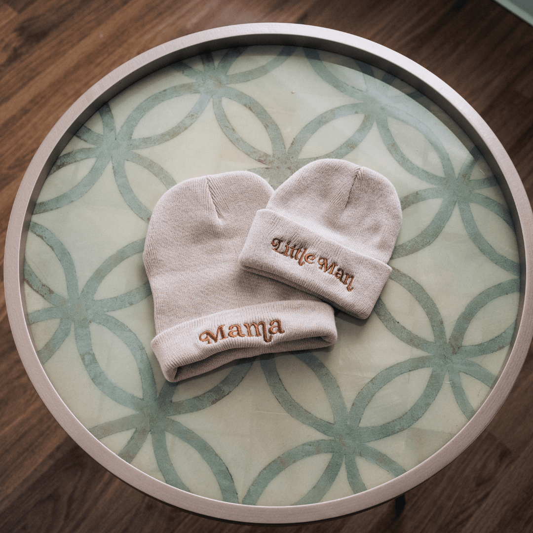 Matching Mommy & Me Beanies - Light Beige - HAHA MAMA Clothing