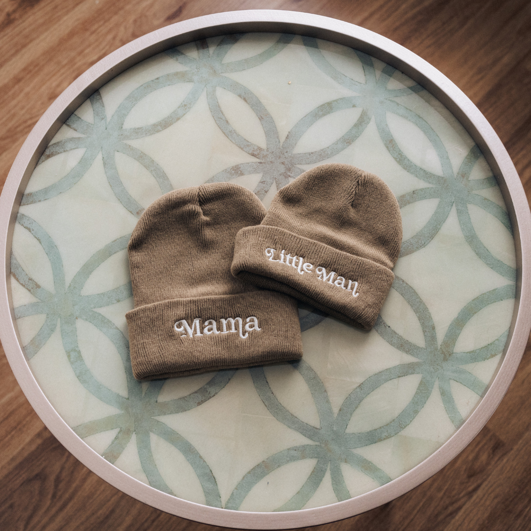 Matching Knit Hats- Mama- Tan