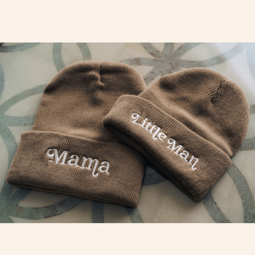 Matching Knit Hats- Mama- Tan