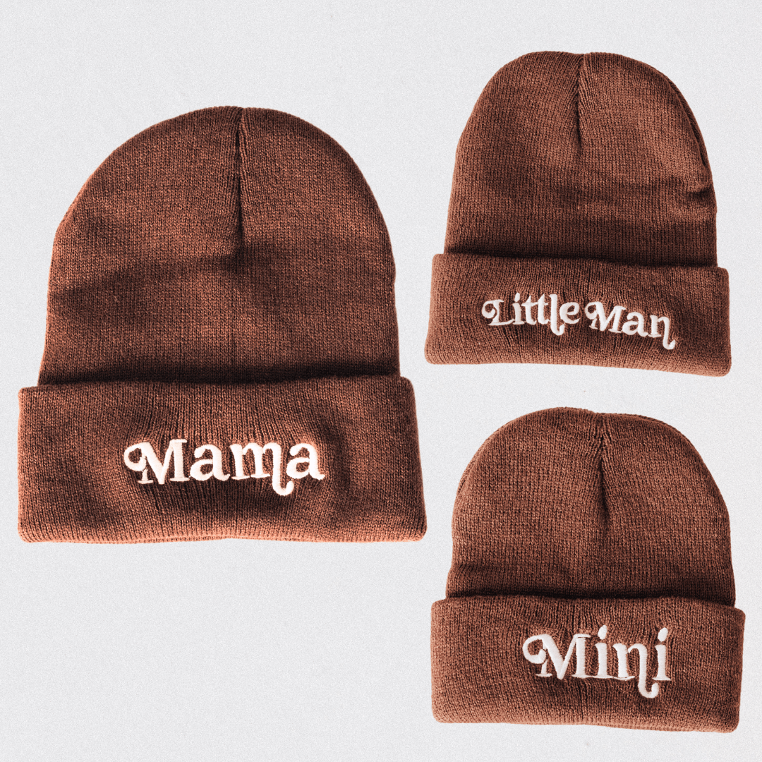 Matching Mommy & Me Beanies- Dark Brown - HAHA MAMA Clothing