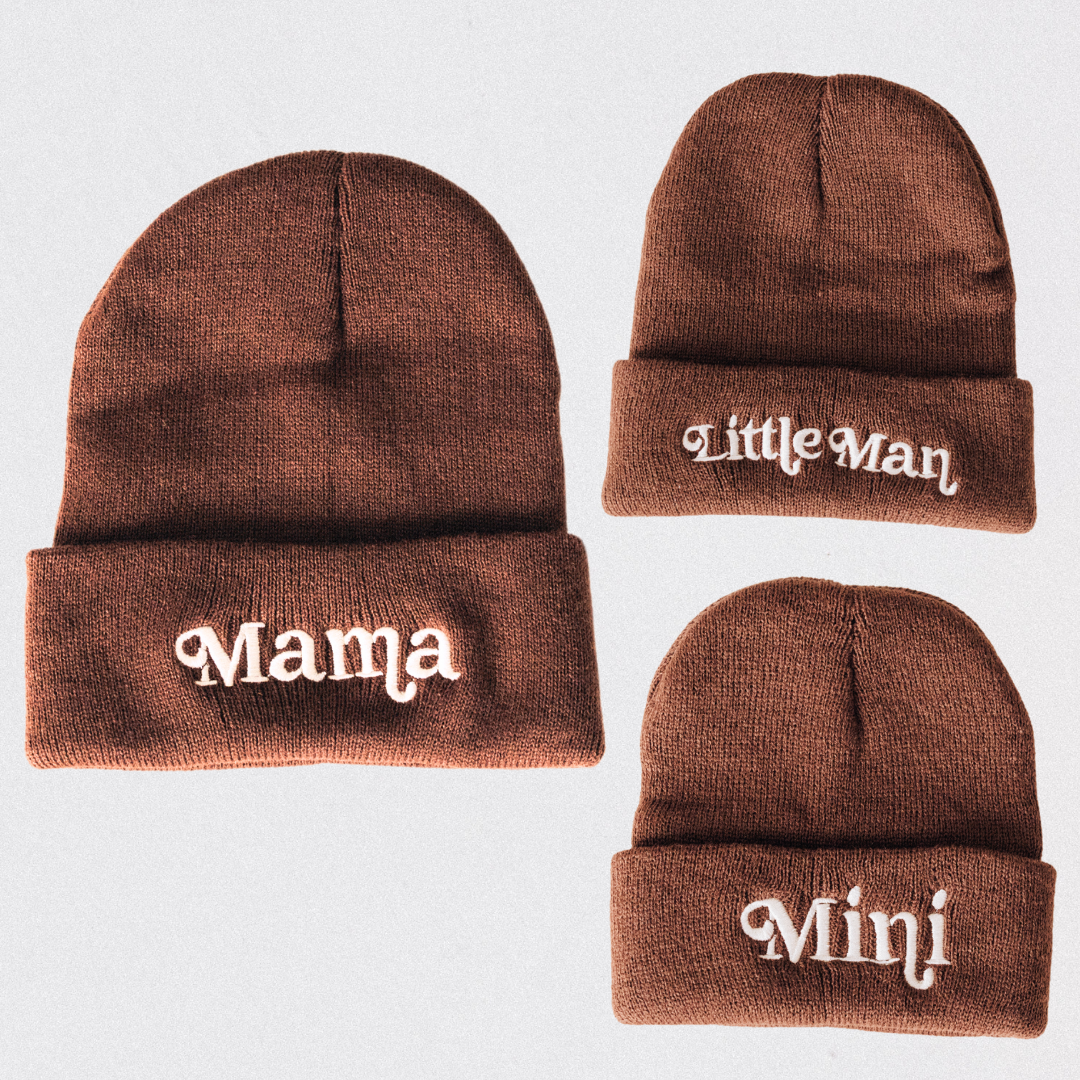 Matching Mommy & Me Beanies- Dark Brown