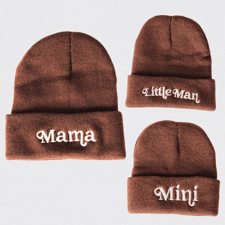 Matching Mommy & Me Beanies- Dark Brown - HAHA MAMA Clothing