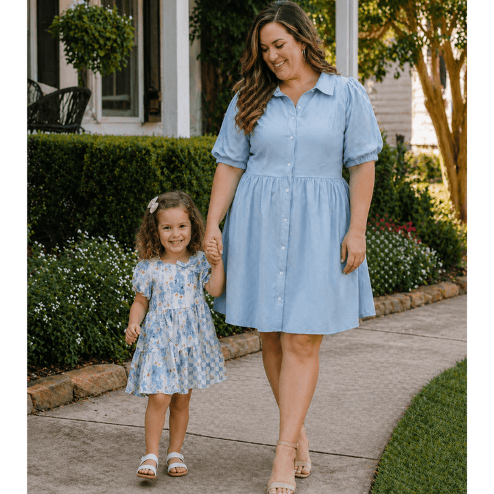 Spring Matching Mommy & Me Dresses | Blue & Floral