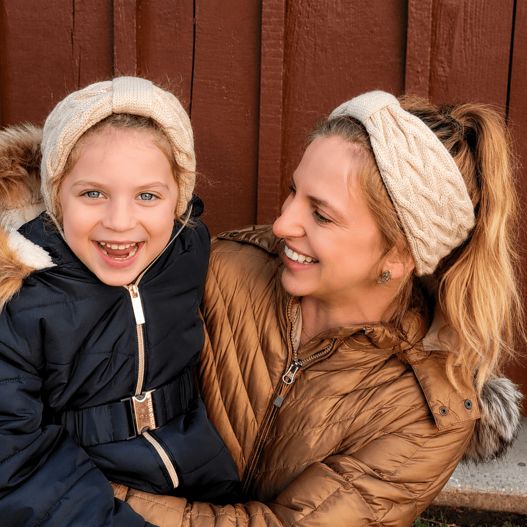Matching Mommy & Me Ear Warmer Headbands- Beige - HAHA MAMA Clothing