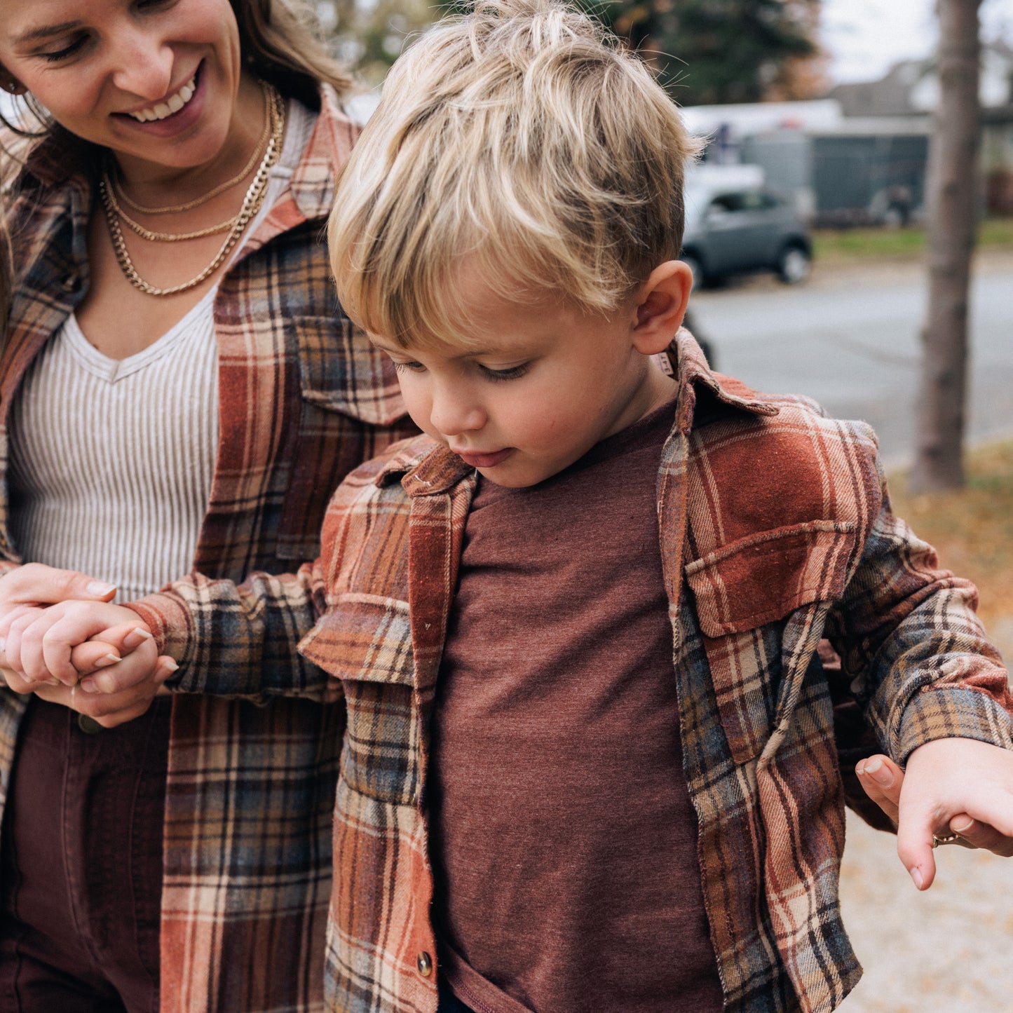 Lightweight Rust Flannel- Adult & Son