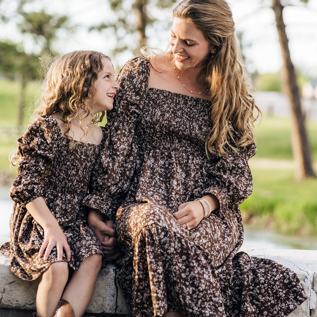 Dainty Brown Floral Mommy & Me Dresses