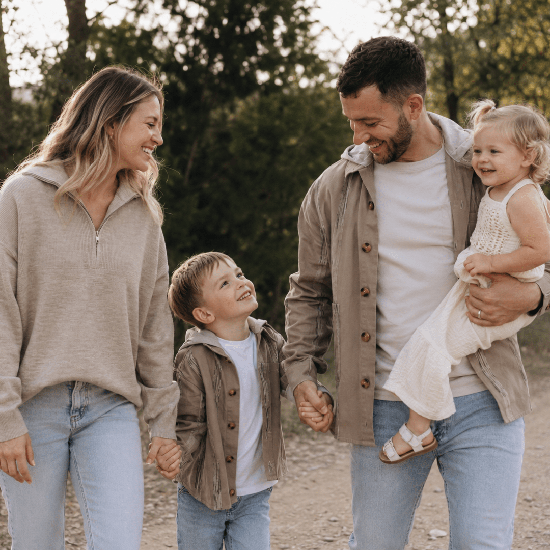 Hooded Gray Embroidered Daddy & Son Shirts - HAHA MAMA Clothing