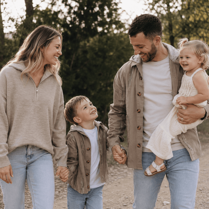 Hooded Gray Embroidered Daddy & Son Shirts - HAHA MAMA Clothing