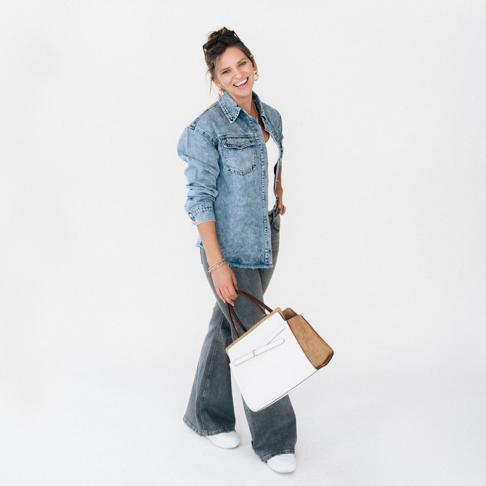 Blue Raw Hem Denim Jean Jacket - Women - HAHA MAMA Clothing