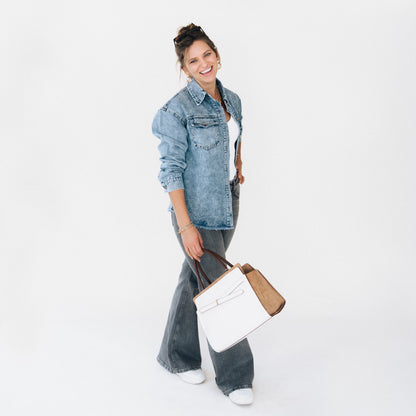 Blue Raw Hem Denim Jean Jacket - Women