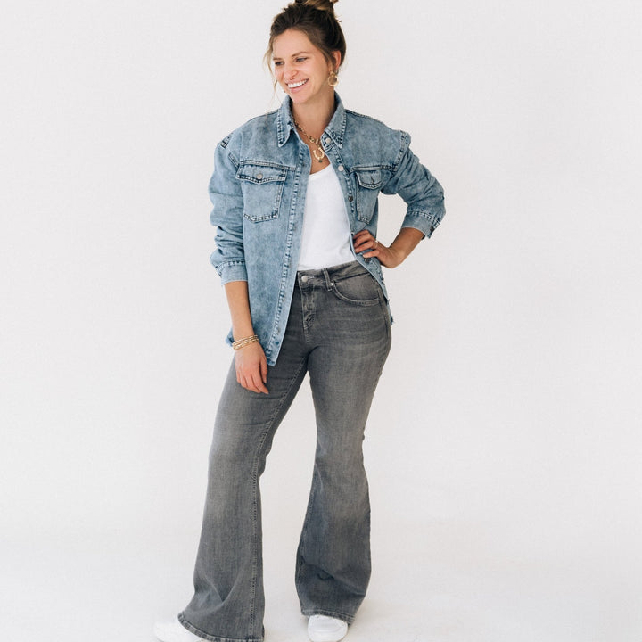 Blue Raw Hem Denim Jean Jacket - Women - HAHA MAMA Clothing