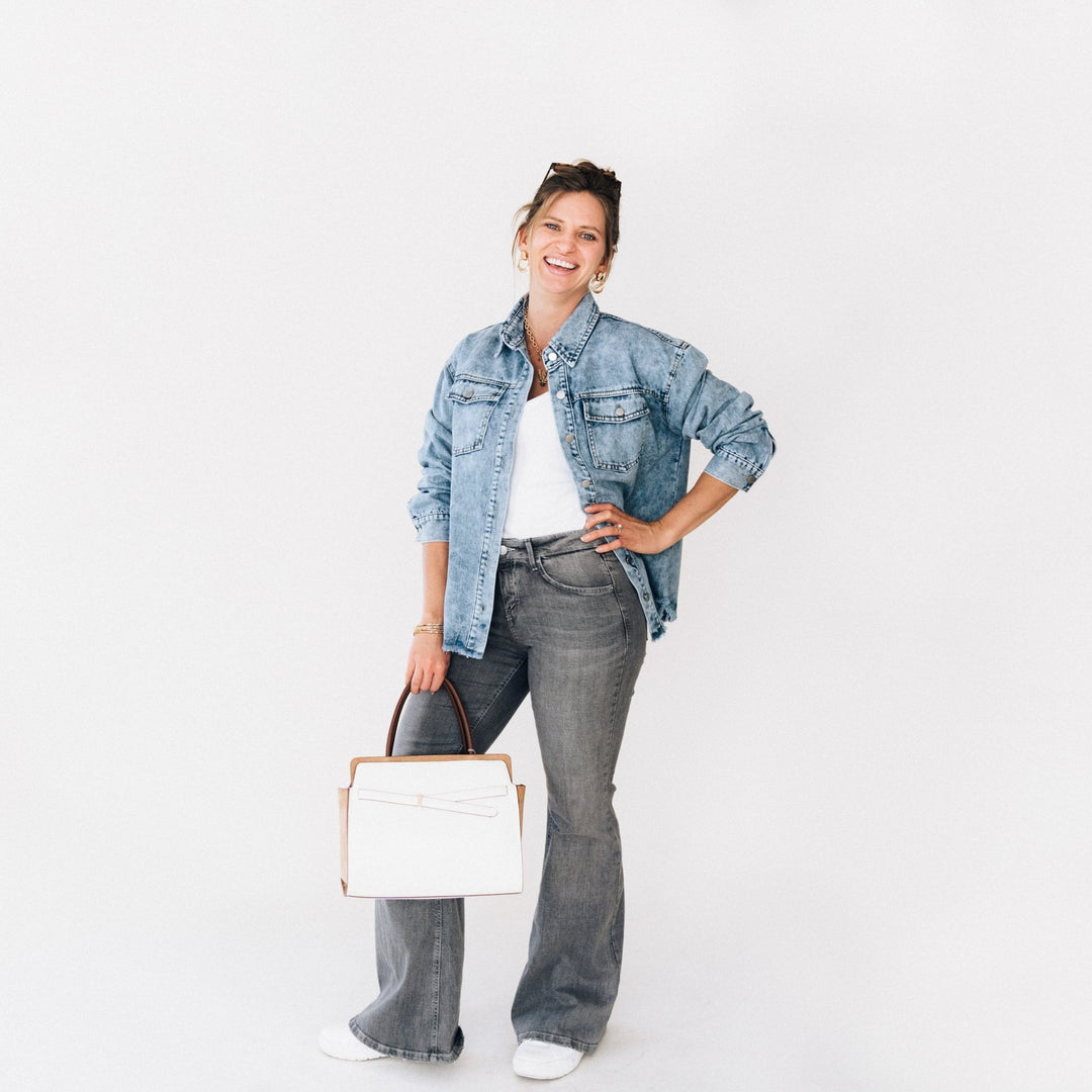 Blue Raw Hem Denim Jean Jacket - Women - HAHA MAMA Clothing