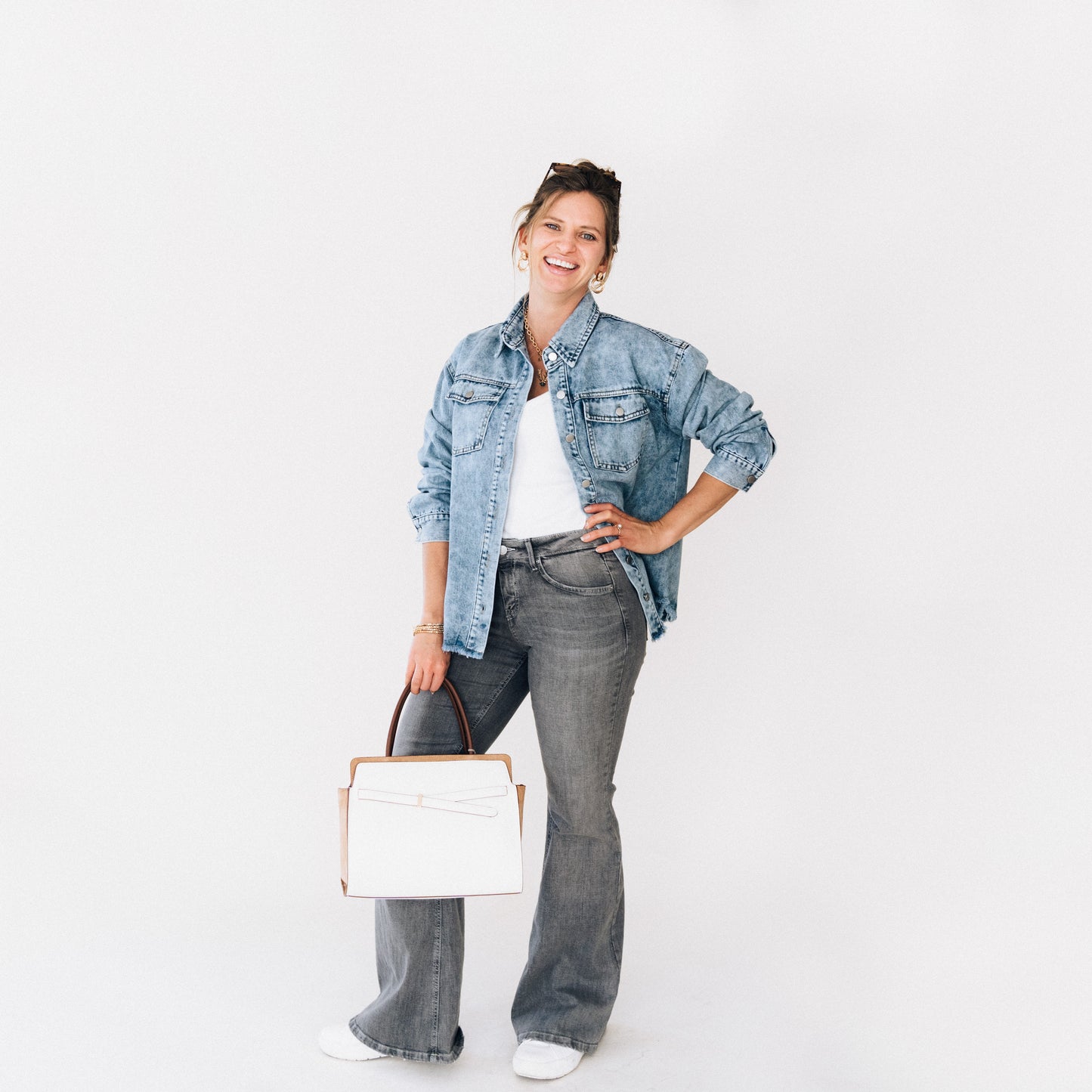 Blue Raw Hem Denim Jean Jacket - Women