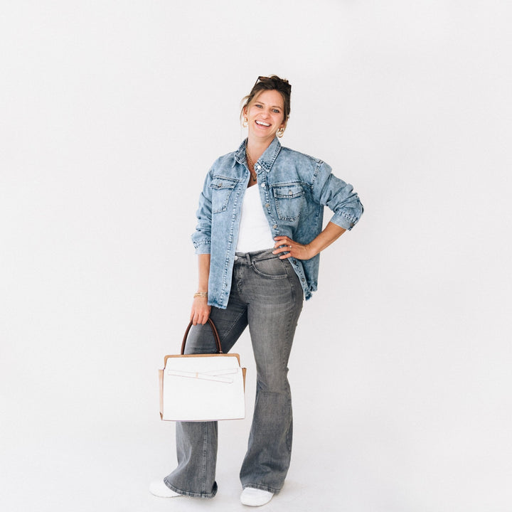 Blue Raw Hem Denim Jean Jacket - Women - HAHA MAMA Clothing