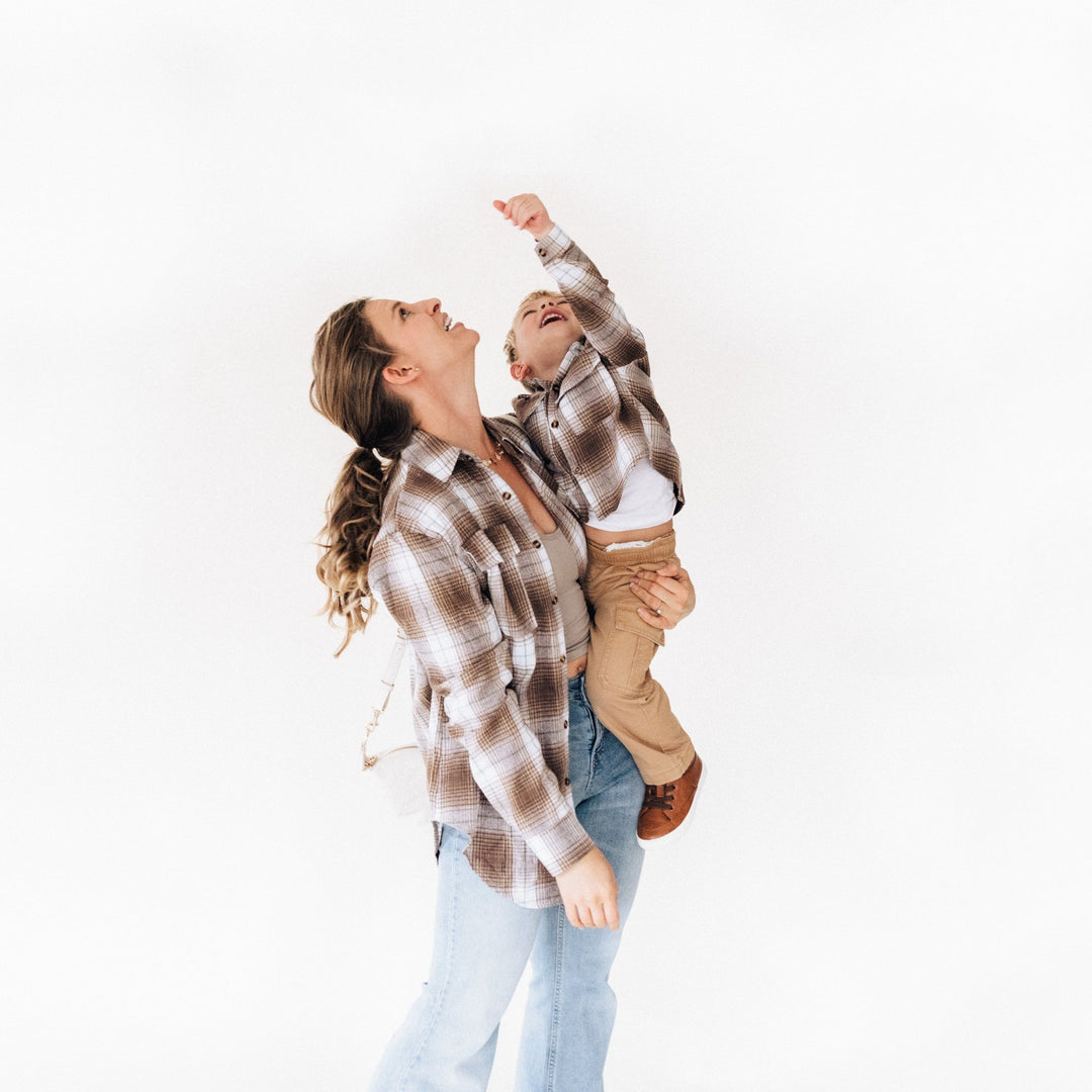 Lightweight Brown Flannel - Adult & Son - HAHA MAMA Clothing