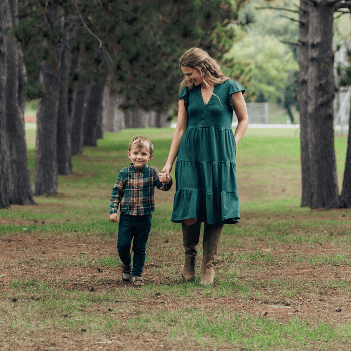 Emerald Green Knee-Length Dress - Women - HAHA MAMA Clothing